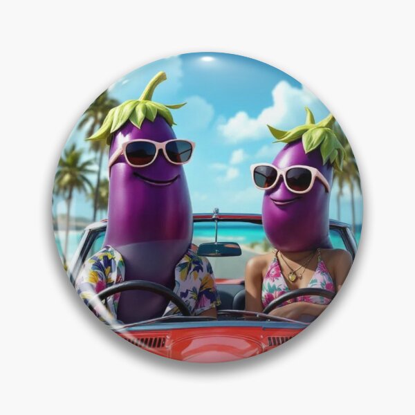 Item preview, TWO EGGPLANTS RIDING A CAR  designed and sold by Catalina Kate.