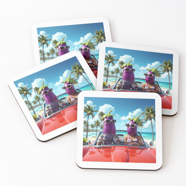 Item preview, TWO EGGPLANTS RIDING A CAR  designed and sold by Catalina Kate.