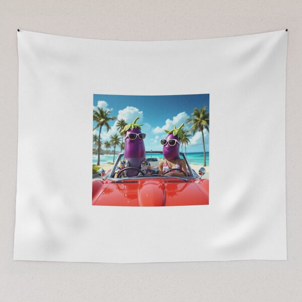 Item preview, TWO EGGPLANTS RIDING A CAR  designed and sold by Catalina Kate.