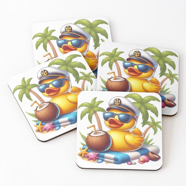 Item preview, Captain Rubber Duck Enjoying Holiday | Quirky Duck on a Tropical Adventure | Nautical Rubber Duck Relaxing in Style | Summer Fun with a Sailing Duck | Captain of the Vacation Seas designed and sold by PaintedPixels01.