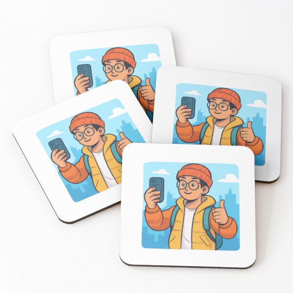 Item preview,  Cute Cartoon Boy Taking a Selfie with Orange Beanie designed and sold by nada-art.