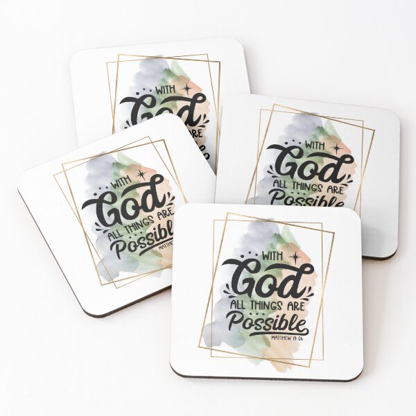 Item preview, With God All Things Are Possible – Watercolor Christian Art (Matthew 19:26) designed and sold by Christian1iving.