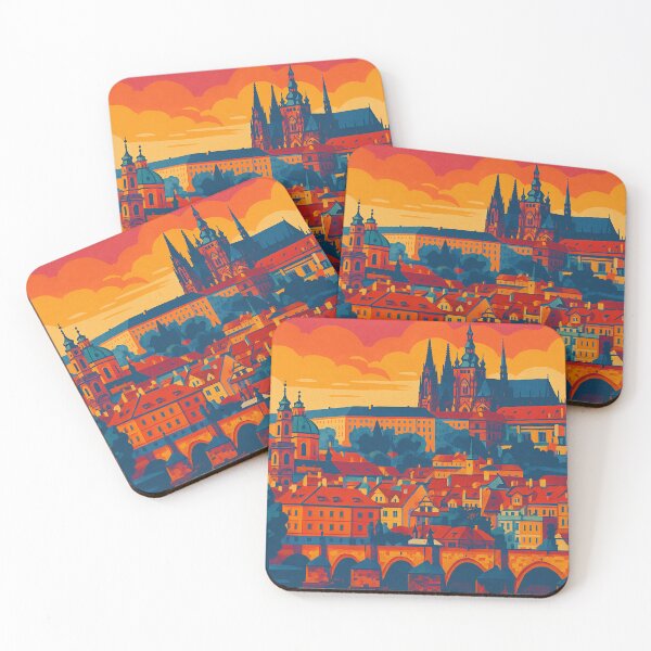 Item preview, Digital Retro Pop Art of Prague | Colorful Cityscape with Bold Lines | Vintage Style Prague Scene with Modern Twist | Vibrant Czech Architecture in Pop Colors | Artistic Tribute to Prague designed and sold by PaintedPixels01.