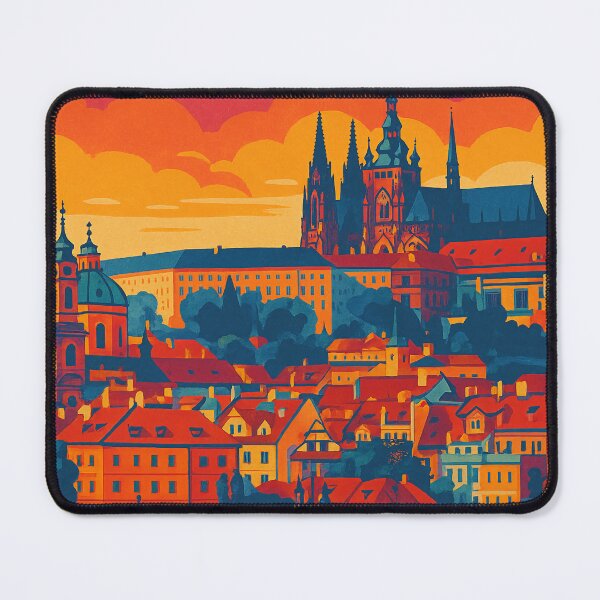 Item preview, Digital Retro Pop Art of Prague | Colorful Cityscape with Bold Lines | Vintage Style Prague Scene with Modern Twist | Vibrant Czech Architecture in Pop Colors | Artistic Tribute to Prague designed and sold by PaintedPixels01.