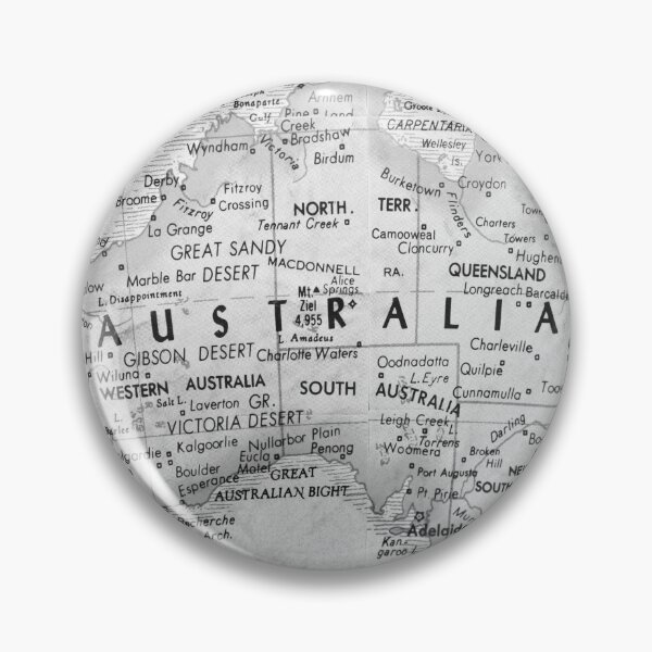 Item preview, Vintage Australian Map Black and White designed and sold by WanderingLife.