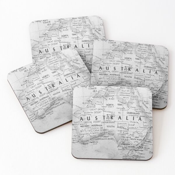 Item preview, Vintage Australian Map Black and White designed and sold by WanderingLife.