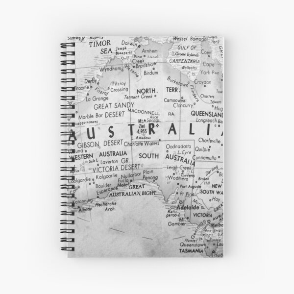 Item preview, Vintage Australian Map Black and White designed and sold by WanderingLife.