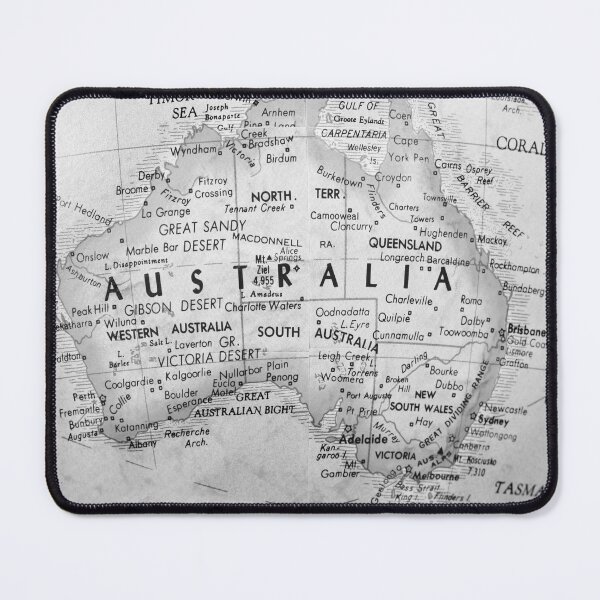 Item preview, Vintage Australian Map Black and White designed and sold by WanderingLife.