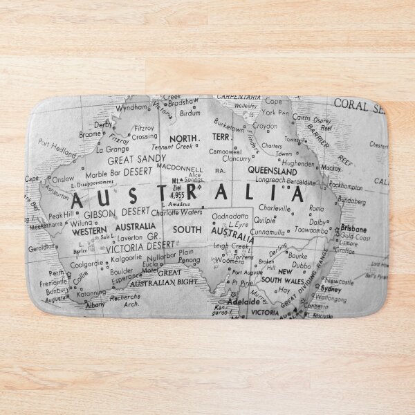 Item preview, Vintage Australian Map Black and White designed and sold by WanderingLife.