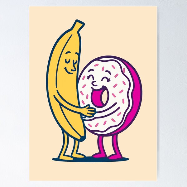 Item preview, Just Chillin' Series: Banana and Donut (Love at First Sight) Version #3C (Yellow, Pink and White) designed and sold by lapart.