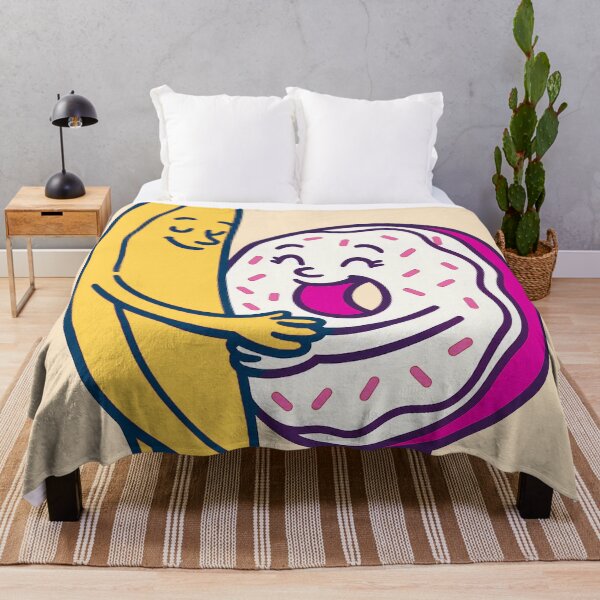 Artikelvorschau, Just Chillin‘-Serie: Banane und Donut (Liebe auf den ersten Blick) Version Nr. 3C (Gelb, Rosa und Weiß) entworfen und verkauft von lapart.