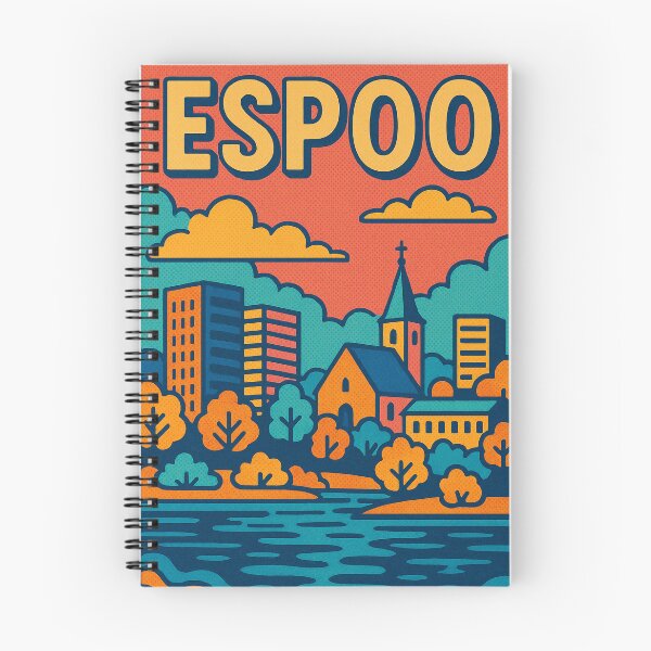Item preview,  Espoo Finland in Retro Pop Art Style | Colorful Digital Cityscape with Bold Shapes | Vibrant Urban View with Vintage Aesthetic | Funky Modern Art of Finnish Landscape designed and sold by PaintedPixels01.