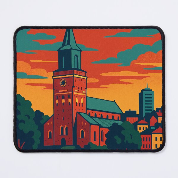 Item preview, Retro Pop Art Cityscape of Turku | Bold Finland Travel Vibes | Colorful Archipelago Design | Iconic Turku Landmarks in Pop Art | Vibrant Nordic Urban Tribute designed and sold by PaintedPixels01.