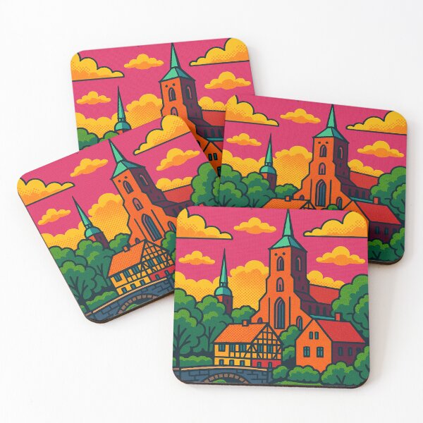 Item preview, Retro Pop Art Cityscape of Odense | Vibrant Hans Christian Andersen Tribute | Colorful Danish Urban Flair | Bold Fairytale Architecture Design | Playful Scandinavian Energy designed and sold by PaintedPixels01.