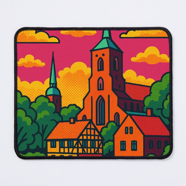 Item preview, Retro Pop Art Cityscape of Odense | Vibrant Hans Christian Andersen Tribute | Colorful Danish Urban Flair | Bold Fairytale Architecture Design | Playful Scandinavian Energy designed and sold by PaintedPixels01.