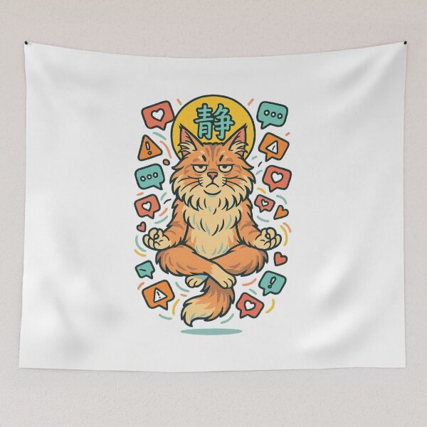 Item preview, "Notifications are illusions" – Zen Cat Floating in Calm designed and sold by Kubiru.