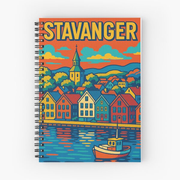 Item preview, Retro Pop Art Cityscape of Stavanger | Vibrant Norwegian Harbour Design | Bold Coastal Culture in Pop Palette | Iconic Fjord City in Neon Hues designed and sold by PaintedPixels01.