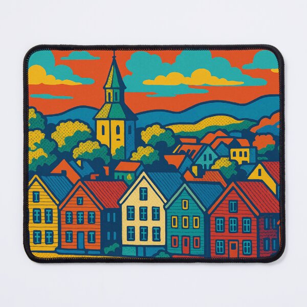 Item preview, Retro Pop Art Cityscape of Stavanger | Vibrant Norwegian Harbour Design | Bold Coastal Culture in Pop Palette | Iconic Fjord City in Neon Hues designed and sold by PaintedPixels01.