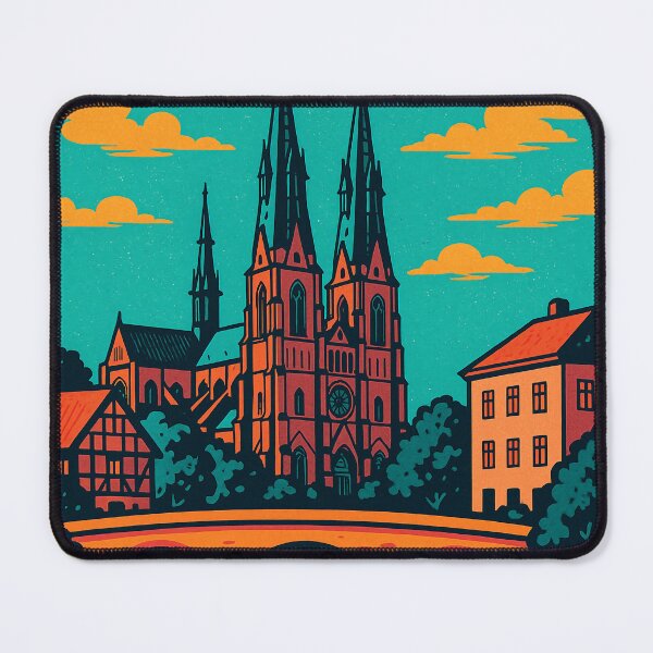 Item preview, Retro Pop Art Cityscape of Uppsala | Vibrant Swedish Heritage Art | Iconic Cathedral and River Motifs | Bold Nordic University Town Tribute | Colorful Pop Culture Vibes designed and sold by PaintedPixels01.
