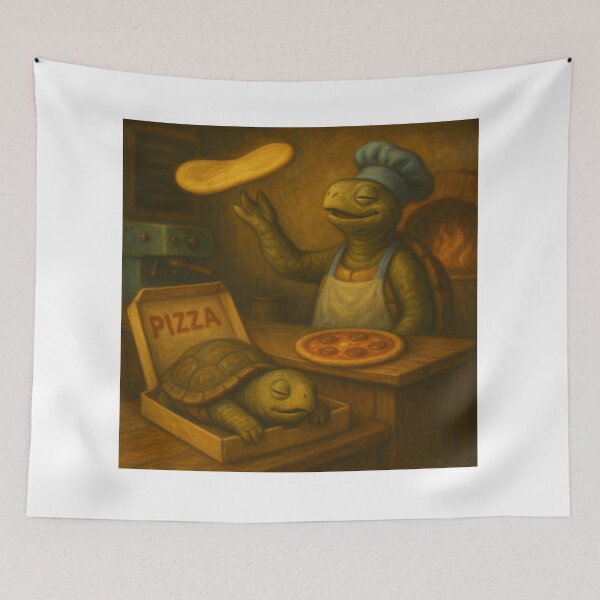 Item preview, Turtles Tossing Dough at the Pizzeria designed and sold by ArtframeAnimals.