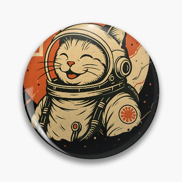 Item preview, Japanese Minimalist 1950s Retro Space Cat Good Luck Kanji designed and sold by cawtoon.
