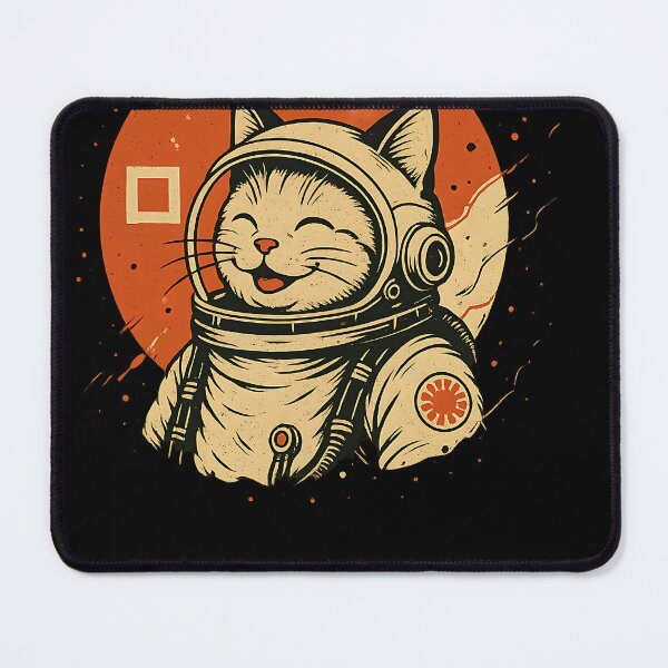 Item preview, Japanese Minimalist 1950s Retro Space Cat Good Luck Kanji designed and sold by cawtoon.