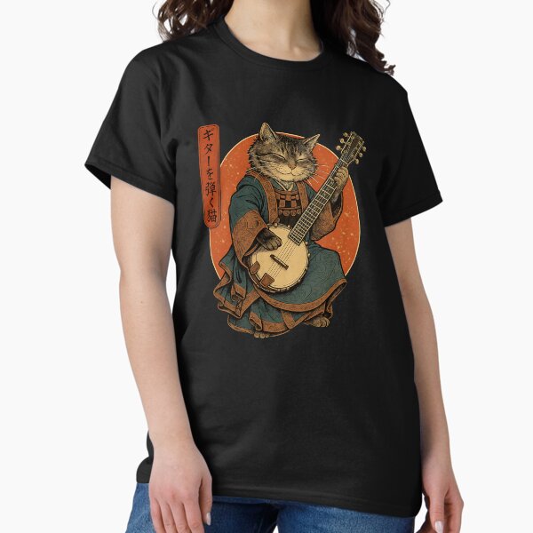 Item preview, Japanese Samurai Cat Playing The Electric Guitar designed and sold by cawtoon.