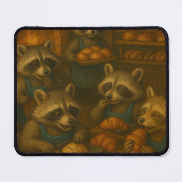 Item preview, Raccoons Running a Bakery designed and sold by ArtframeAnimals.
