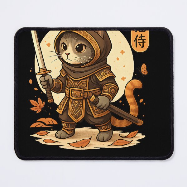 Item preview, Japanese Samurai Cat Tattoo Kawaii Ninja Cat designed and sold by cawtoon.