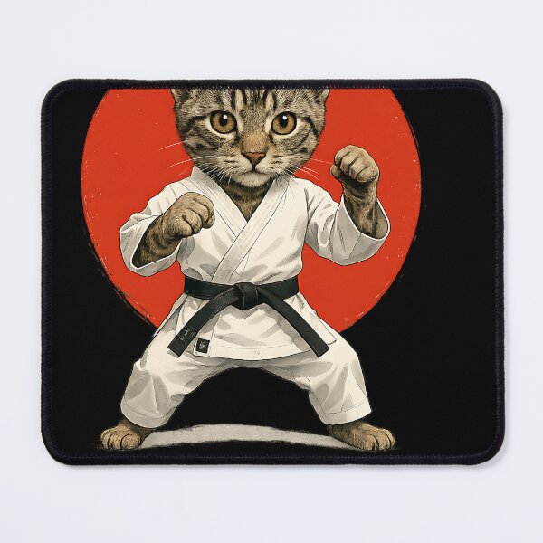 Item preview, Karate Cat Black Belt Funny Martial Arts Judo Japan Japanese designed and sold by cawtoon.