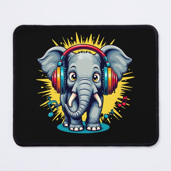 Item preview, Cute Elephant with Headphones – Neurodivergent Animal Art designed and sold by RisenAgain - Quantum BrainGlitch | Designs.