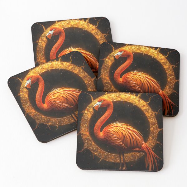 Item preview, Flamingo Solar Ring Stance Elegance Bird Radiant Dreamlike Fiery Scene designed and sold by mildaclairmo.