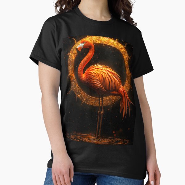 Item preview, Flamingo Solar Ring Stance Elegance Bird Radiant Dreamlike Fiery Scene designed and sold by mildaclairmo.