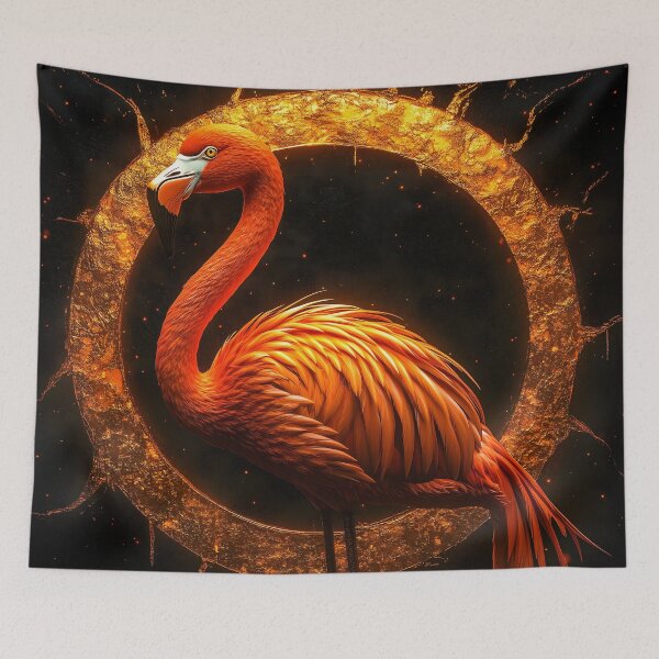 Item preview, Flamingo Solar Ring Stance Elegance Bird Radiant Dreamlike Fiery Scene designed and sold by mildaclairmo.