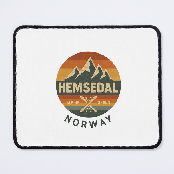 Artikelvorschau, Hemsedal Norwegen Alpiner Skiurlaub Sonnenuntergang Retro Vintage entworfen und verkauft von queenzoid.
