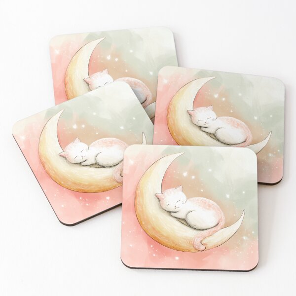 Item preview, Cute cat sleeping on a moon designed and sold by valerko26.