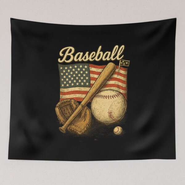 Item preview, American Flag Baseball Player Bat Fan Catcher Pitcher USA designed and sold by facegm.