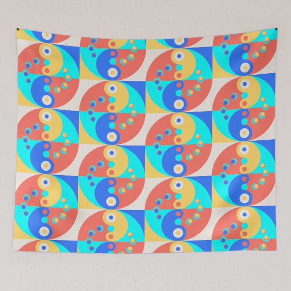 Item preview, Retro-Modern Design 6-3: Reciprocity – Muted Mustard Yellow and Blue designed and sold by SBVillard.