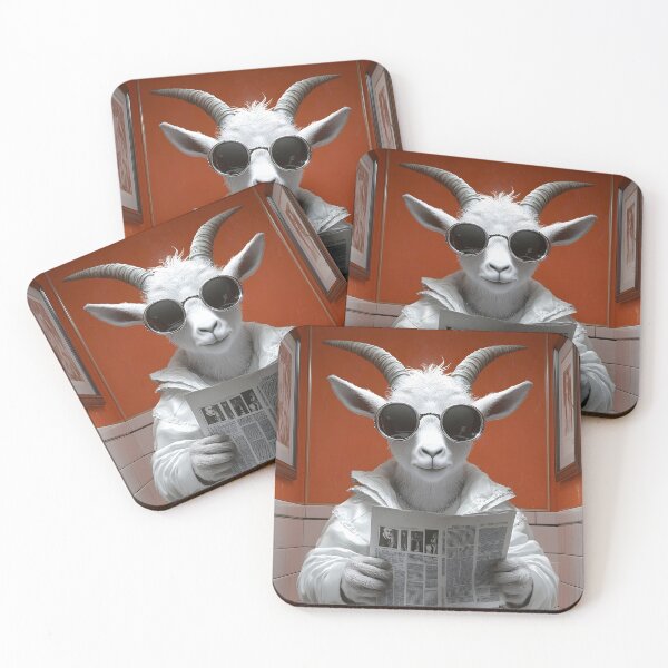 Item preview, Animal Toilet Cool Goat Shades Reading News Retro Orange Restroom designed and sold by rivettlihuiq.