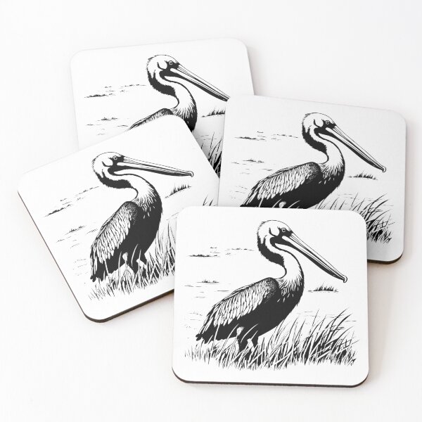 Item preview, Pelican Water Bird Seabird Coastal Fowl Marshland Nature designed and sold by inkoutninja.