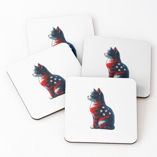 Item preview, Cute Cat Green Eyes Patriotic 4th of July USA Flag Design designed and sold by diyoor.
