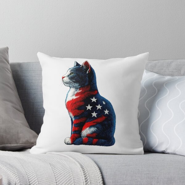 Item preview, Cute Cat Green Eyes Patriotic 4th of July USA Flag Design designed and sold by diyoor.