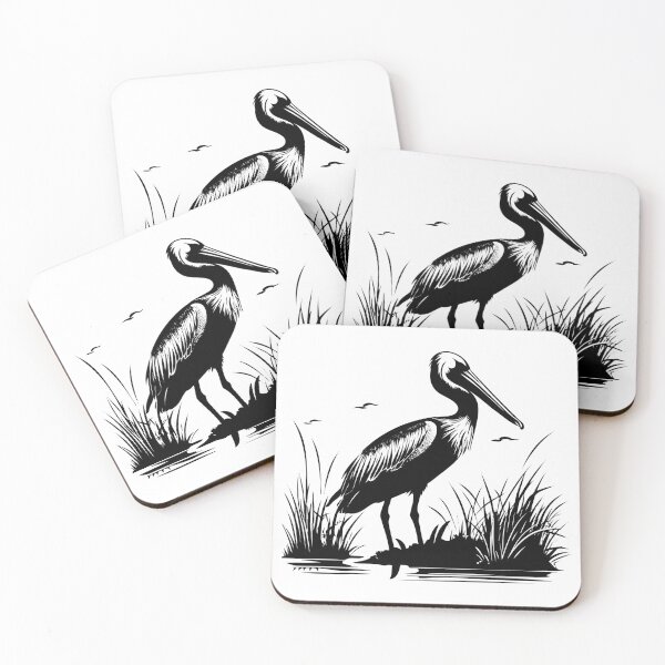 Item preview, Pelican Water Bird Seabird Coastal Fowl Marshland Nature designed and sold by inkoutninja.