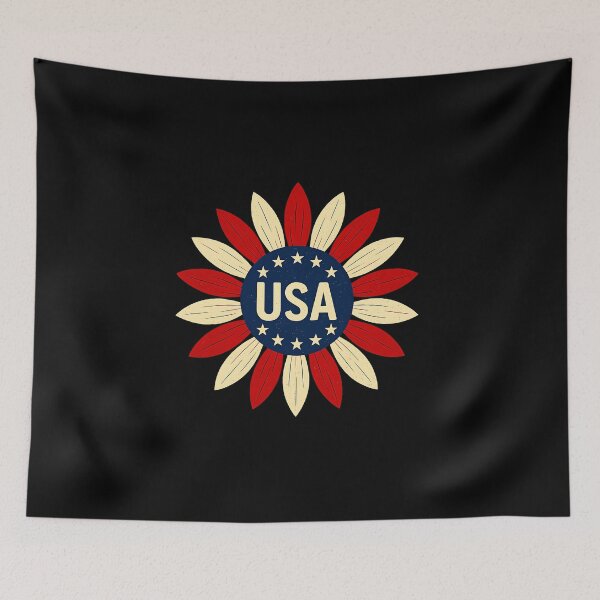 Item preview, Distressed Patriotic Sunflower USA Flag 4th Of July designed and sold by diyoor.
