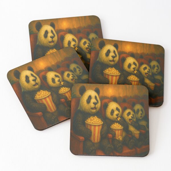 Item preview, Pandas Hogging Popcorn at the Movies designed and sold by ArtframeAnimals.