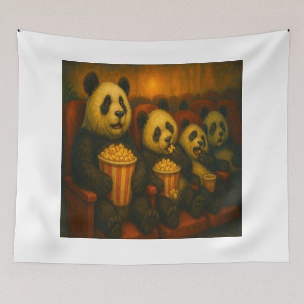 Item preview, Pandas Hogging Popcorn at the Movies designed and sold by ArtframeAnimals.