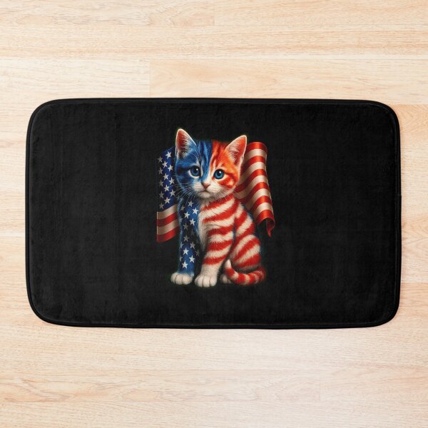 Item preview, Cute Cat Patriotic 4th July American Flag designed and sold by diyoor.