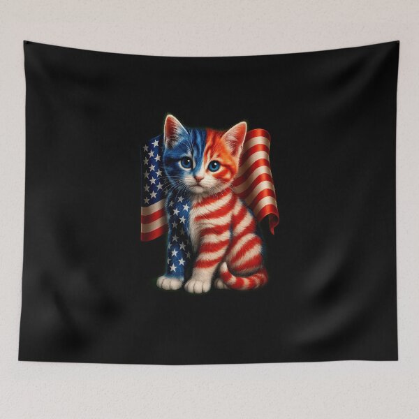 Item preview, Cute Cat Patriotic 4th July American Flag designed and sold by diyoor.