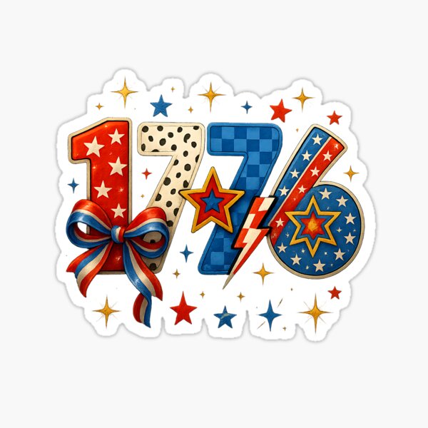 Item preview, Groovy 1776 Coquette Bow Checkered lightning Patriotic USA designed and sold by diyoor.