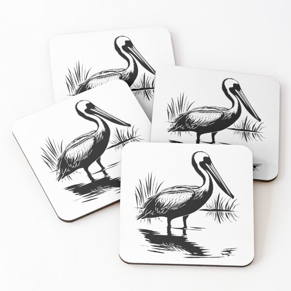 Item preview, Pelican Water Bird Seabird Coastal Fowl Aquatic White Pouch  designed and sold by inkoutninja.